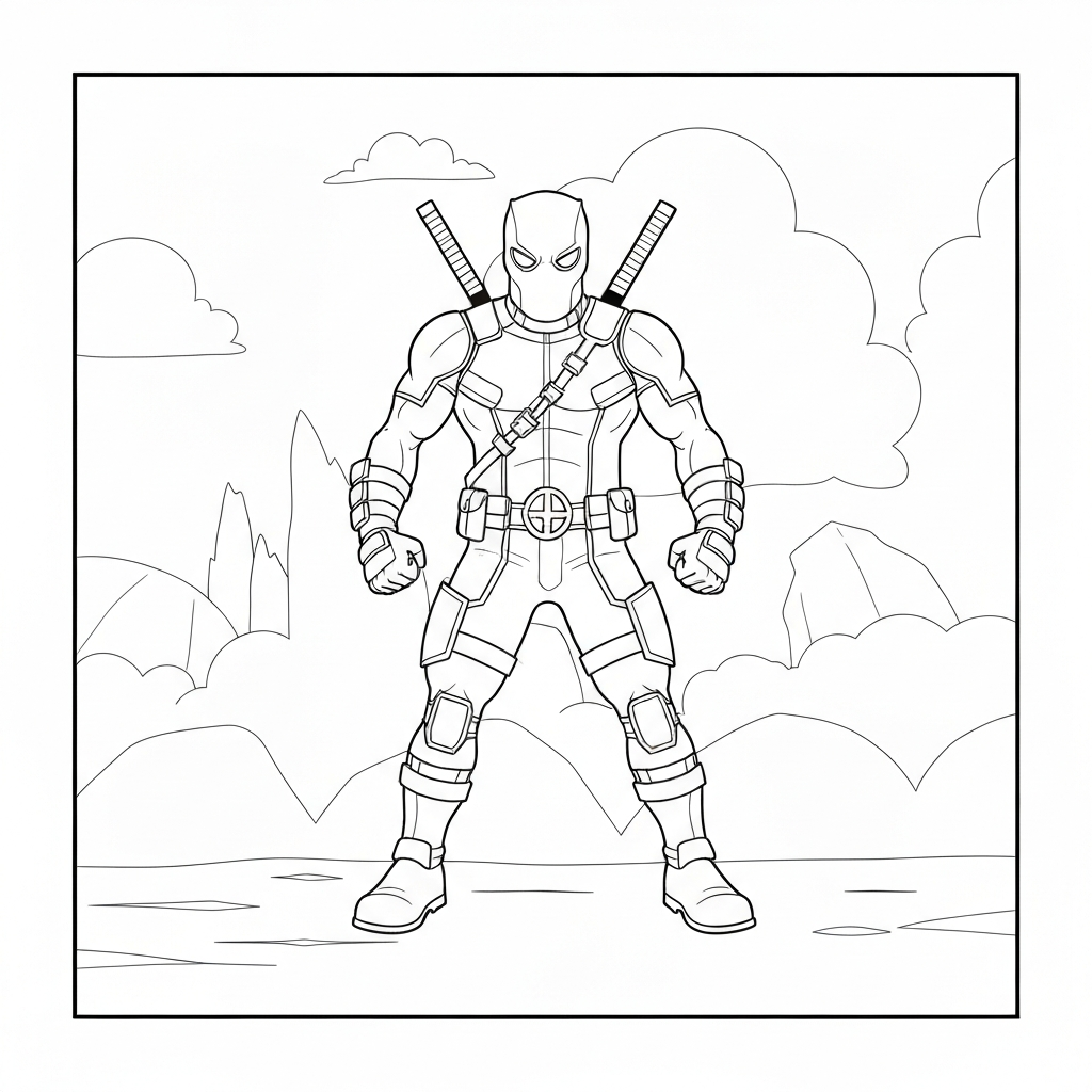 deadpool pattern coloring page