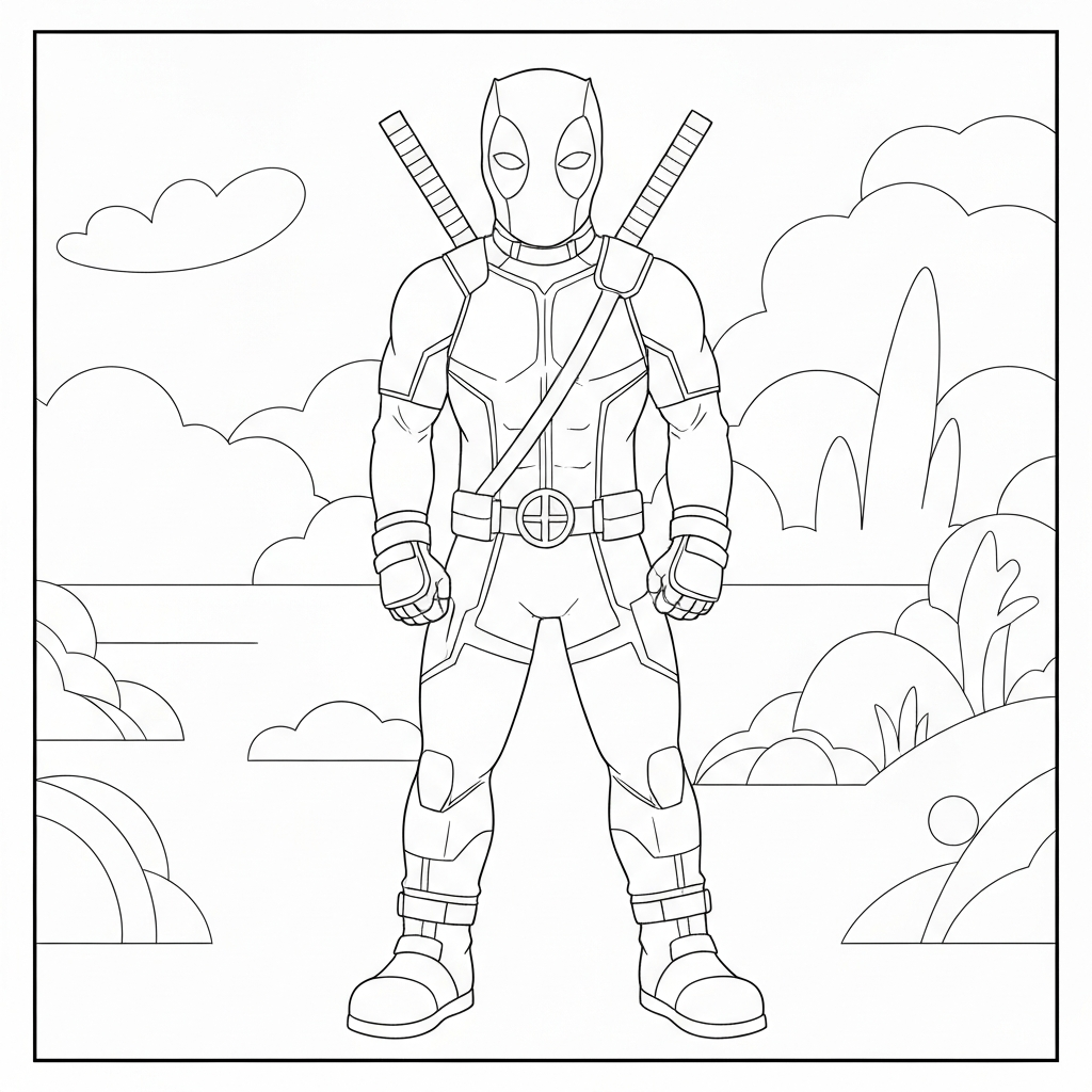 deadpool portrait coloring page