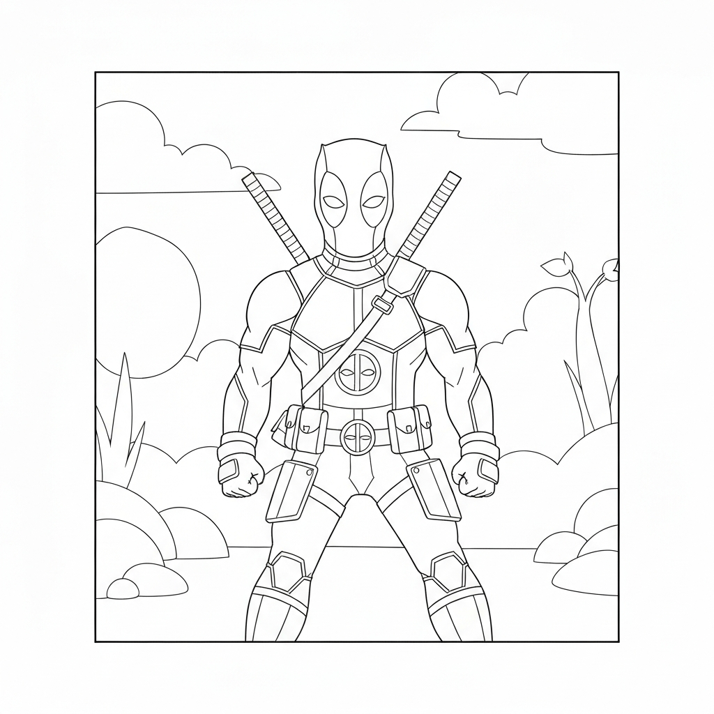 deadpool simple coloring page
