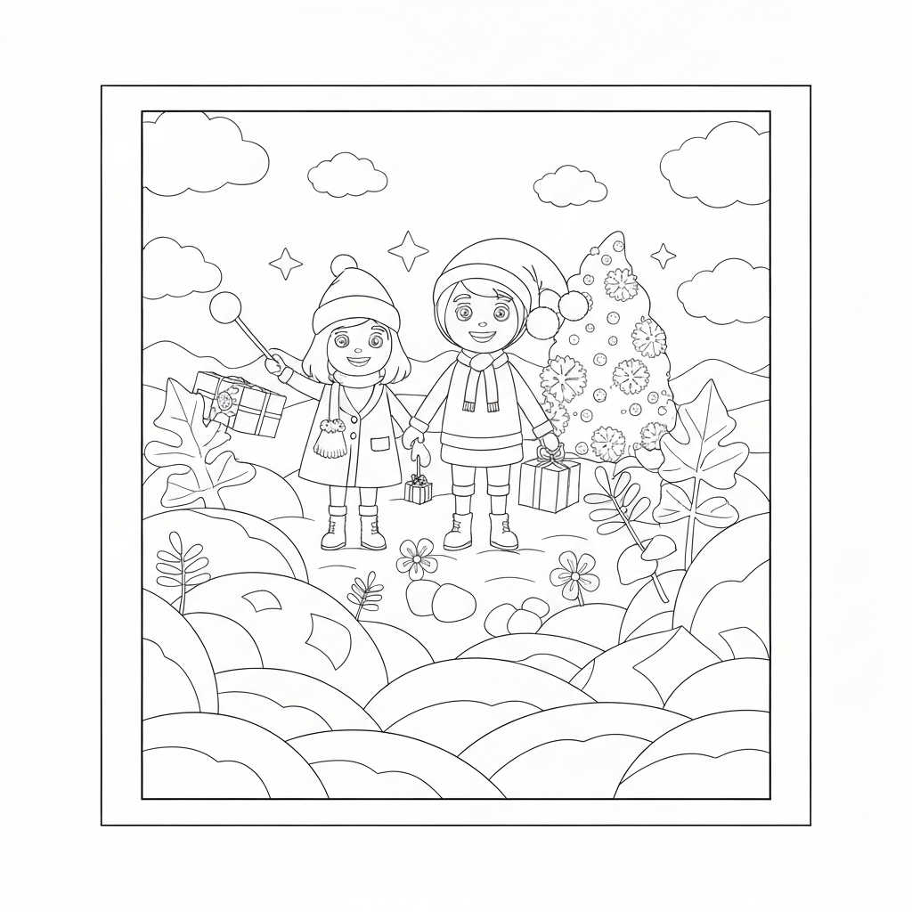 december abstract coloring page