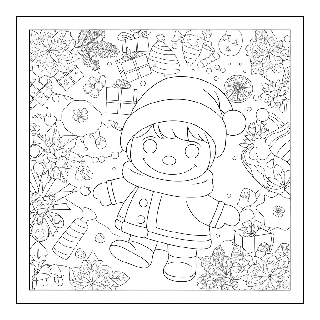 december decorative coloring page