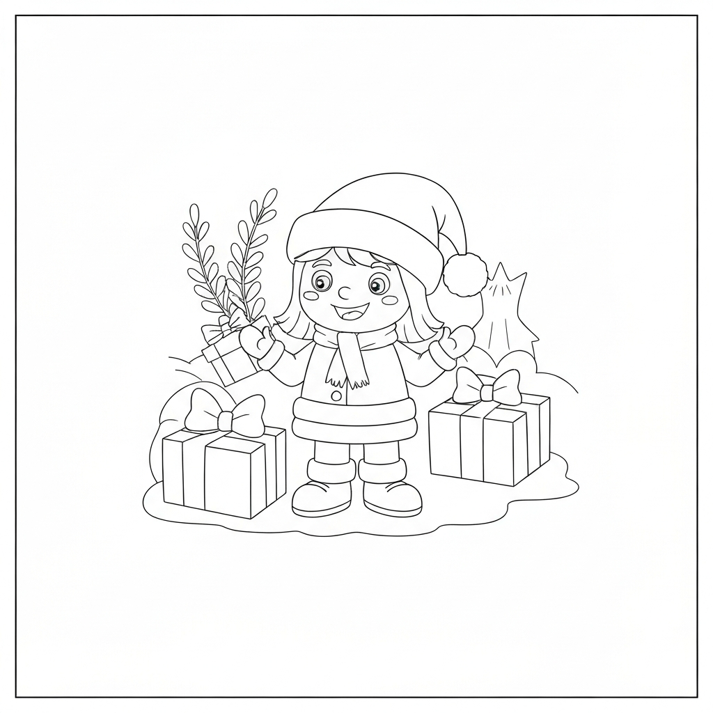 december easy coloring page