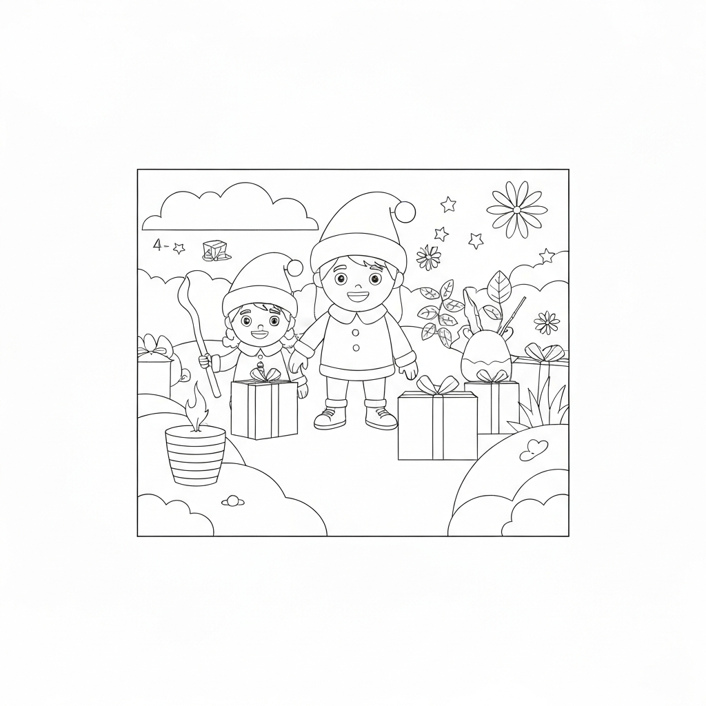 december educational coloring page