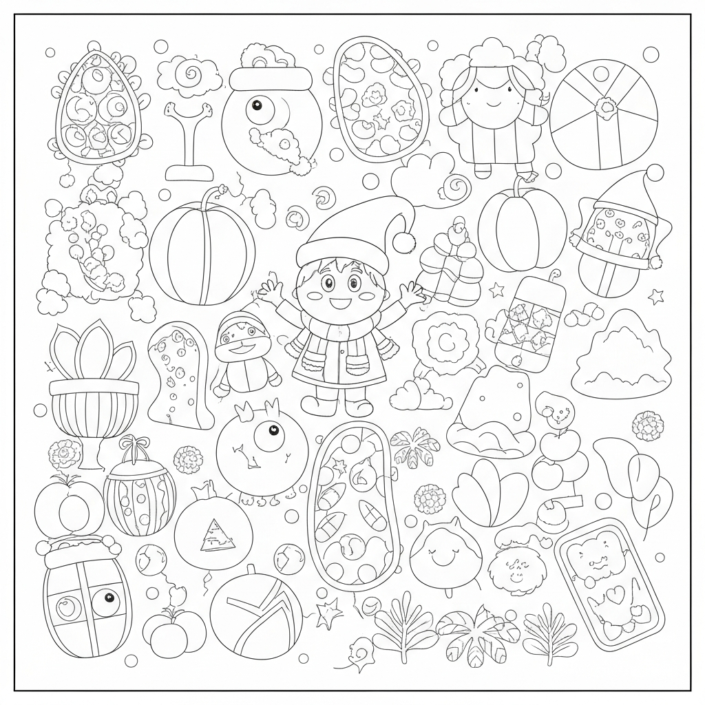 december pattern coloring page