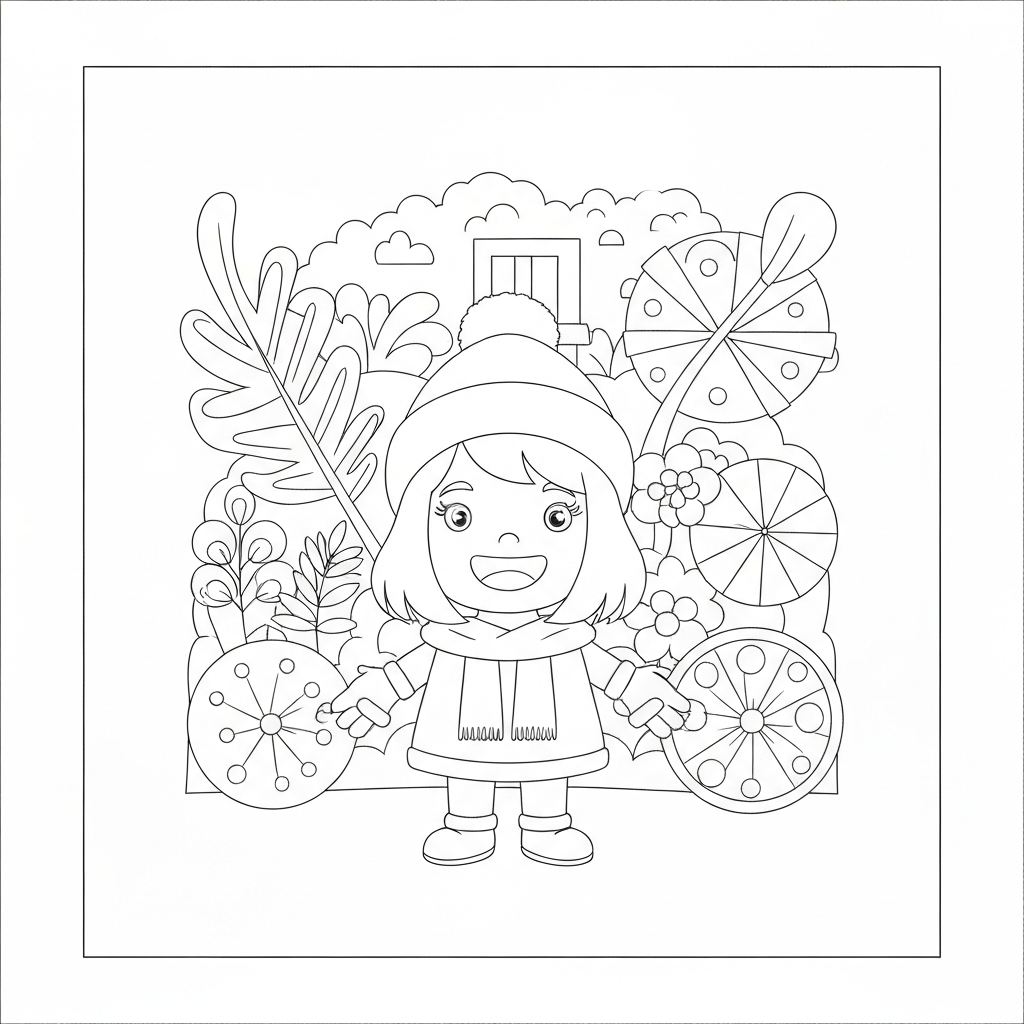 december portrait coloring page