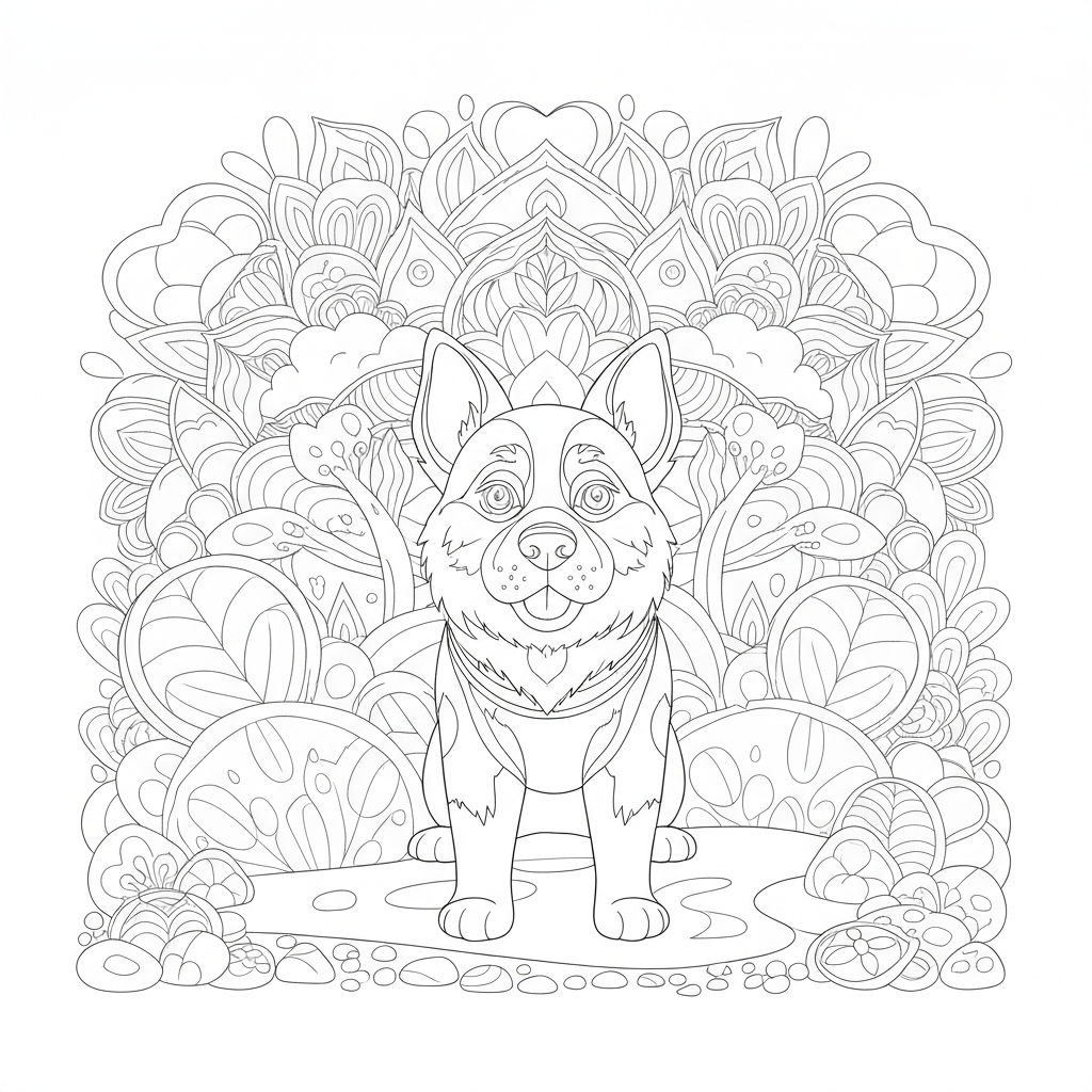 köpek boyama sayfası mandala boyama sayfası