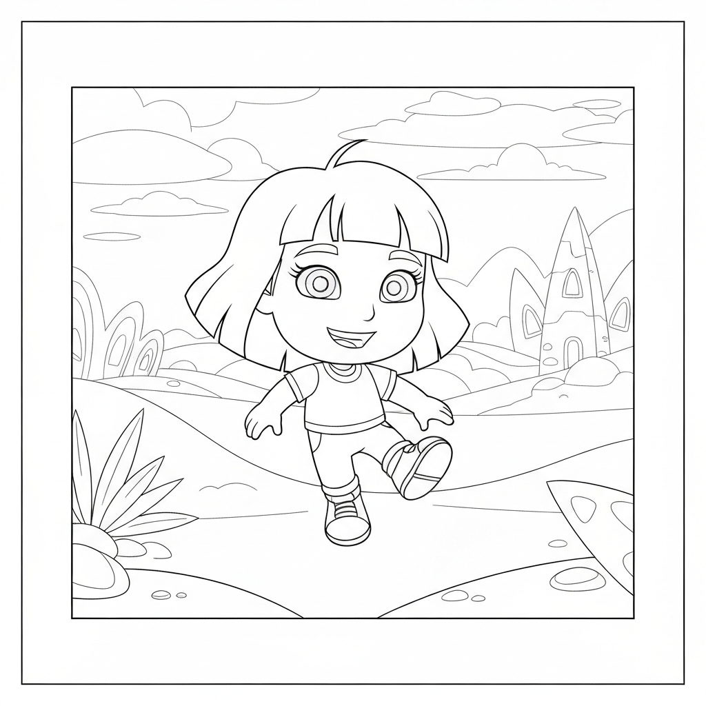 dora action coloring page