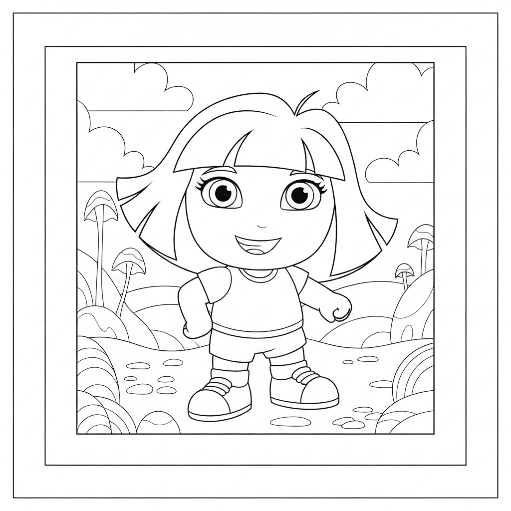 dora cartoon coloring page