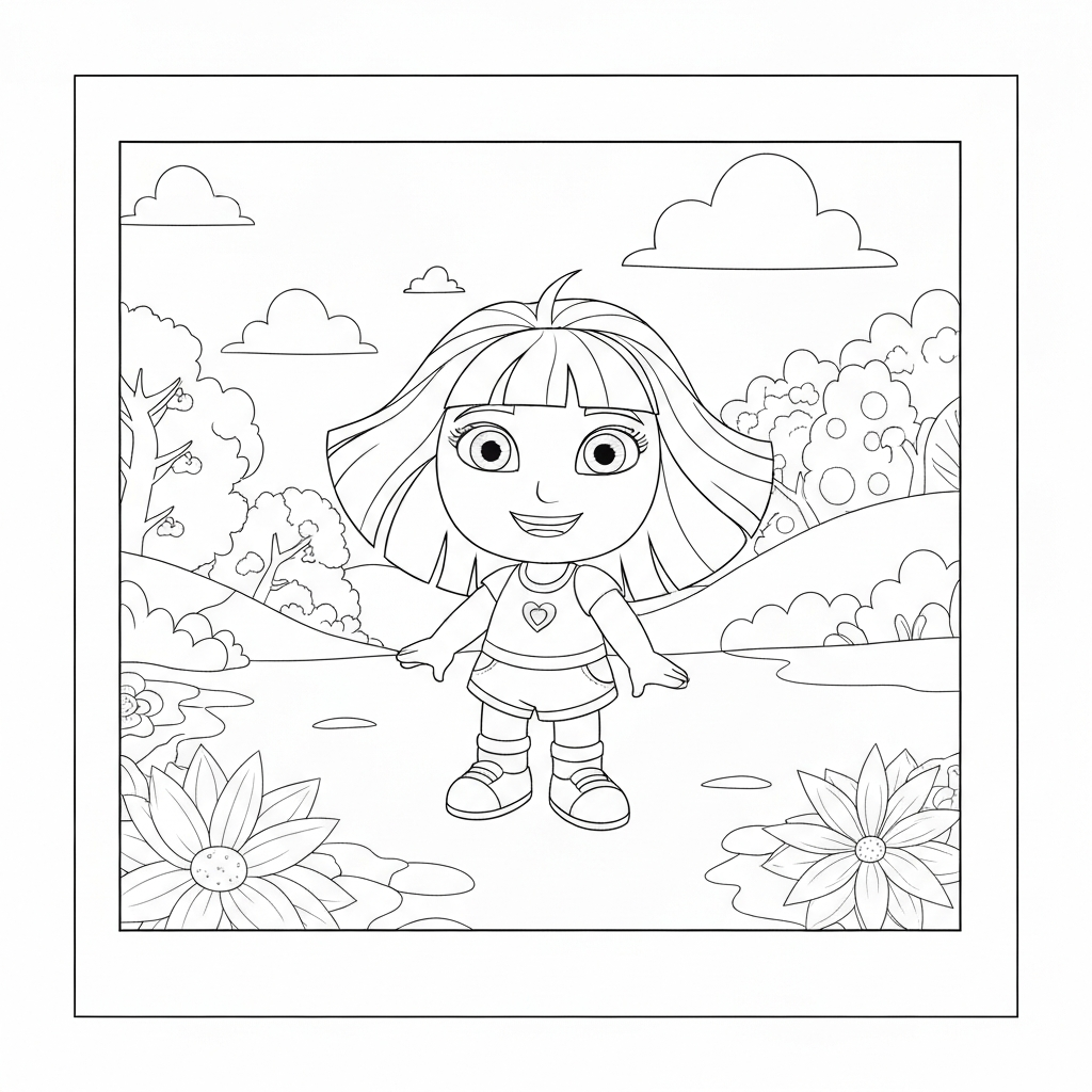 dora cute coloring page