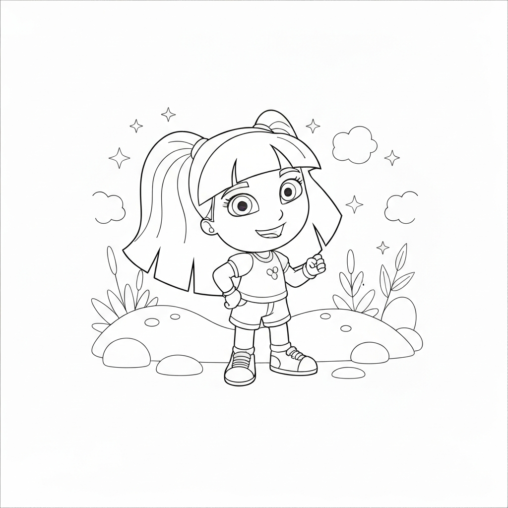dora detailed coloring page