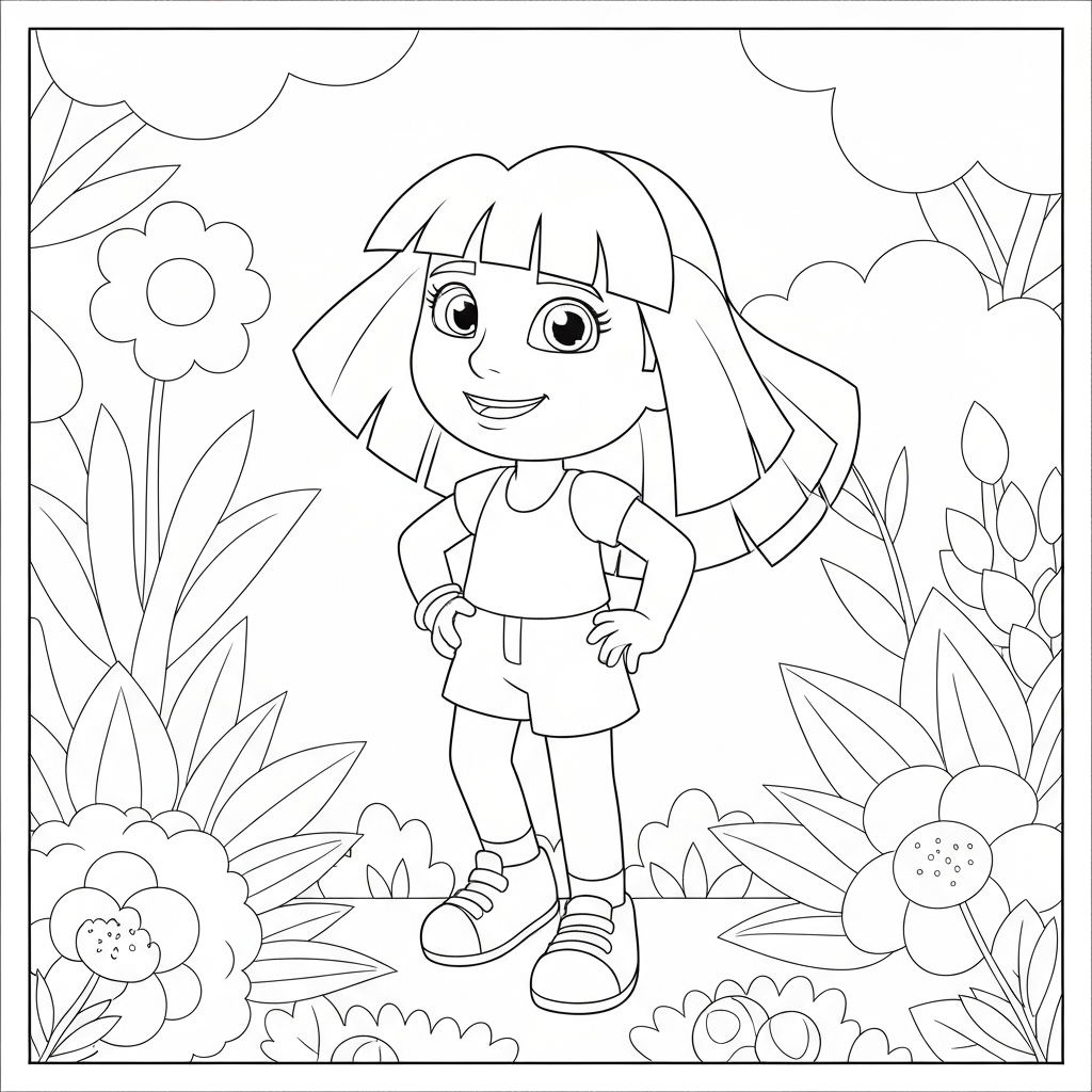 dora flowers coloring page
