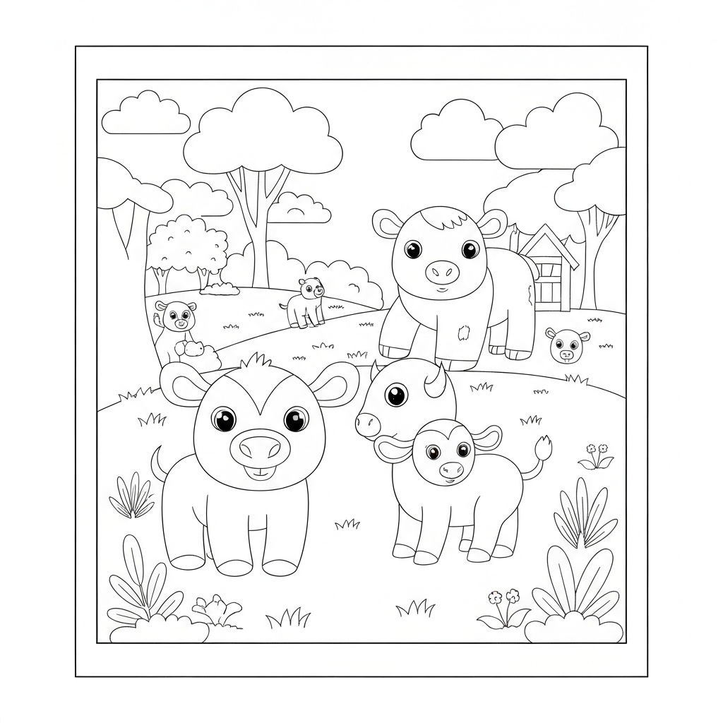 farm animals baby coloring page