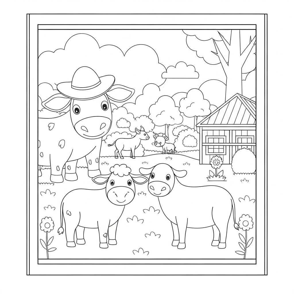 farm animals easy coloring page