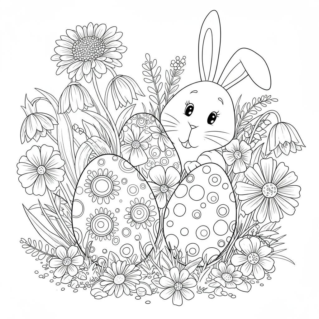 gratis paas kleurboek pagina's bloemen kleurplaat