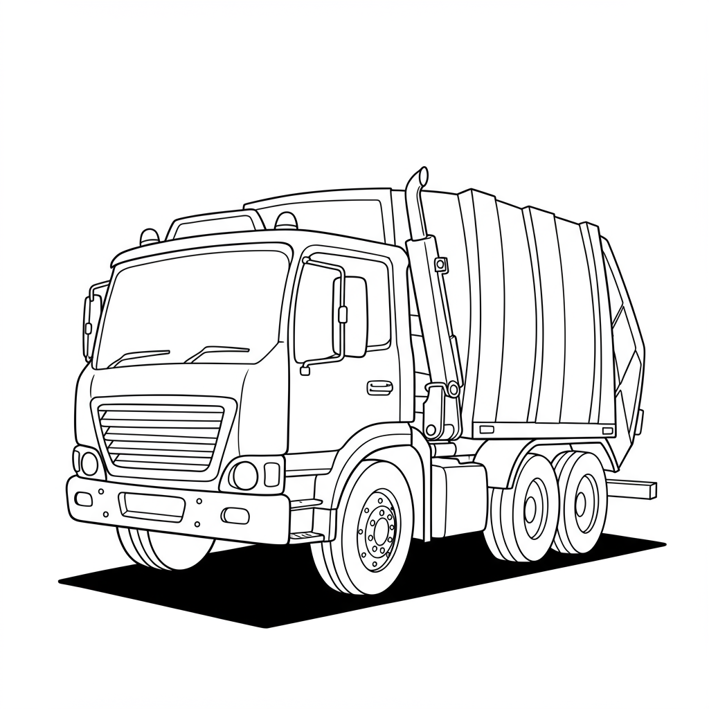 garbage truck cartoon coloring page