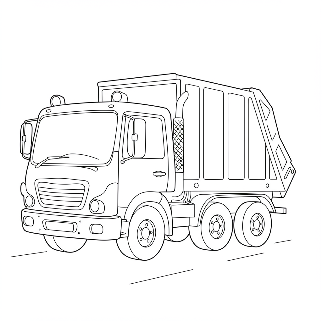 garbage truck cute coloring page