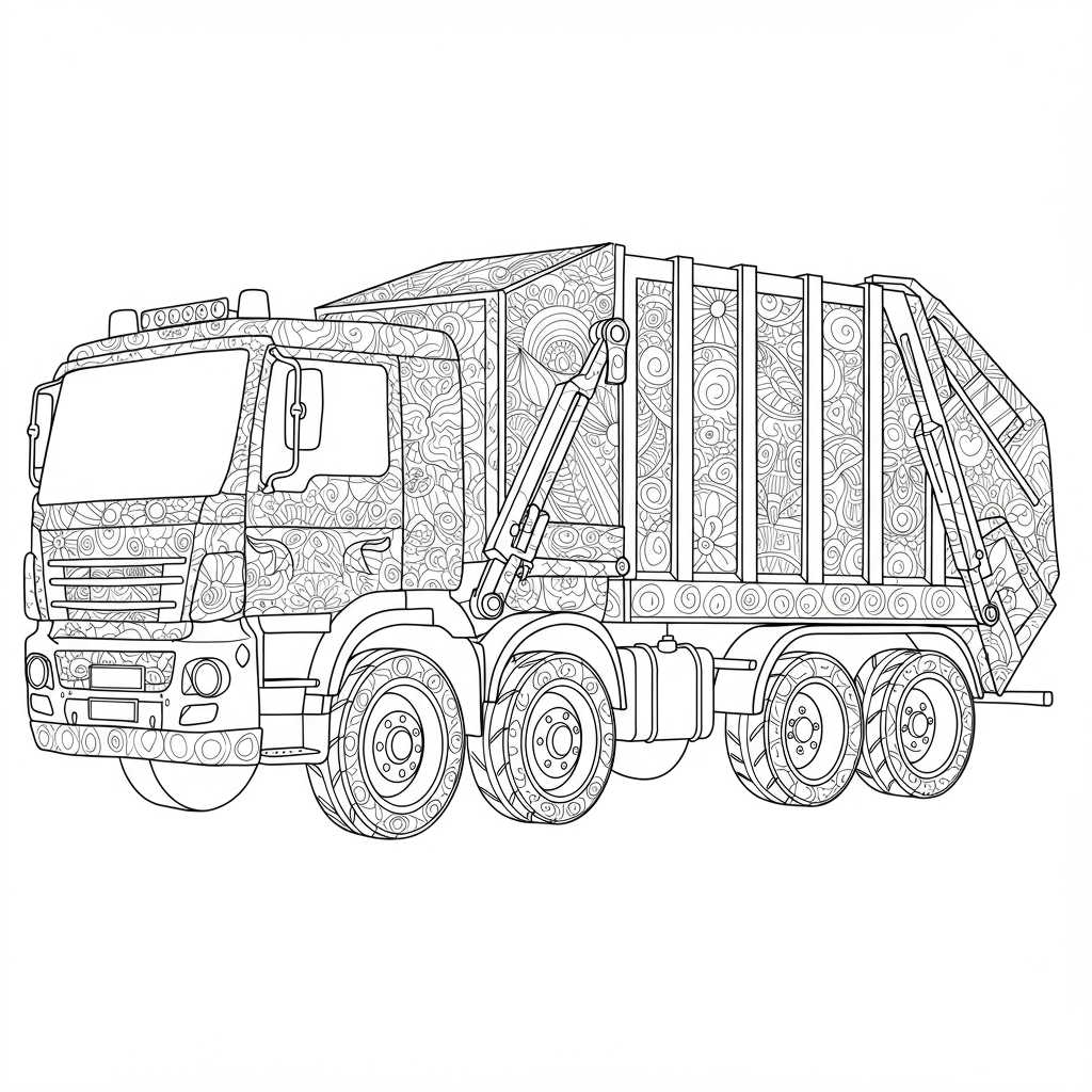 garbage truck decorative coloring page