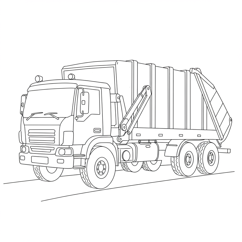 garbage truck educational coloring page