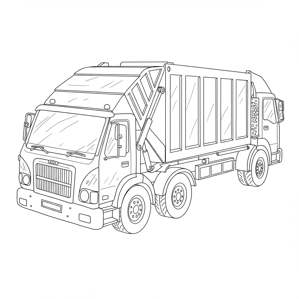 garbage truck pattern coloring page