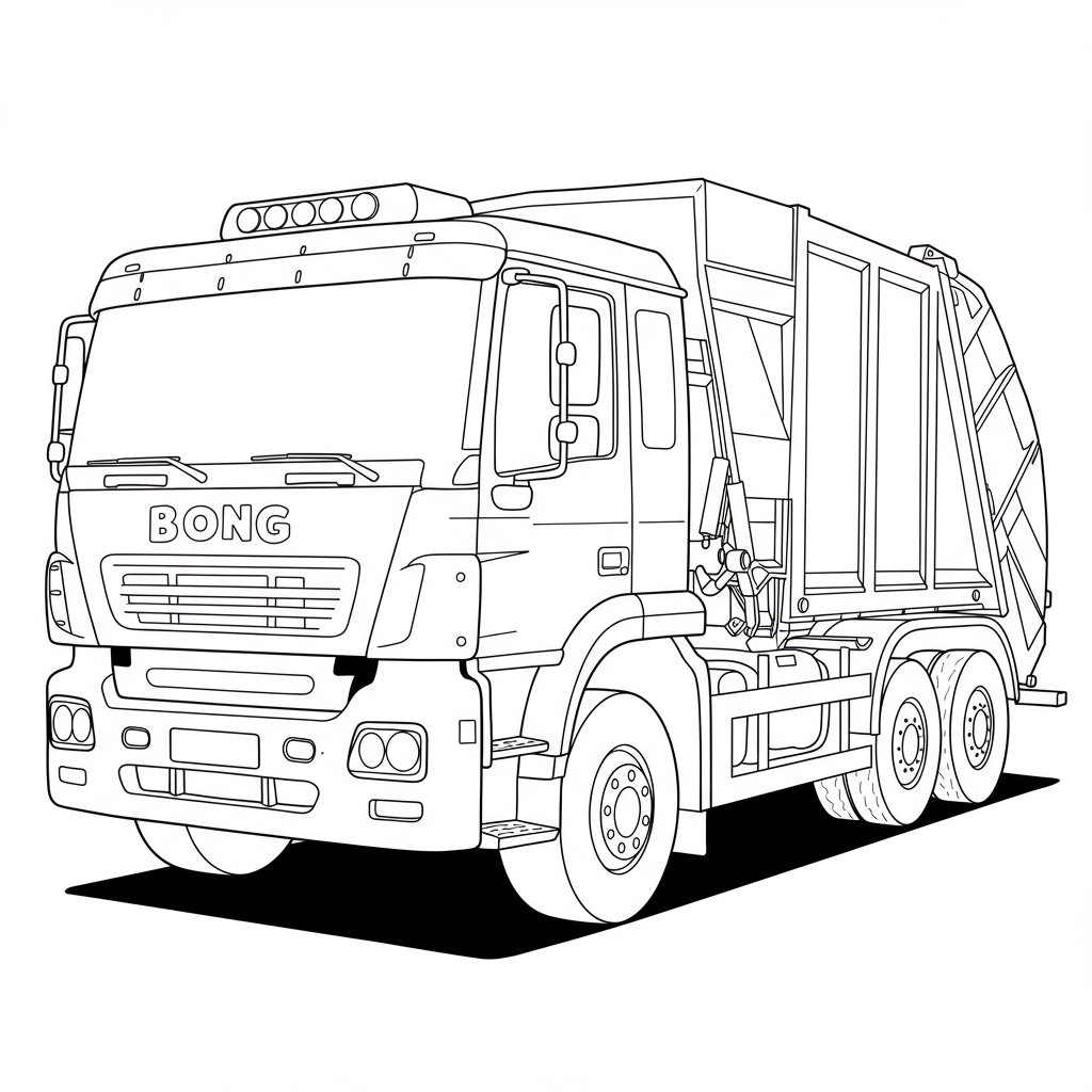 garbage truck portrait coloring page