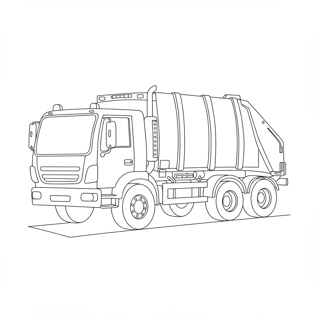 garbage truck simple coloring page