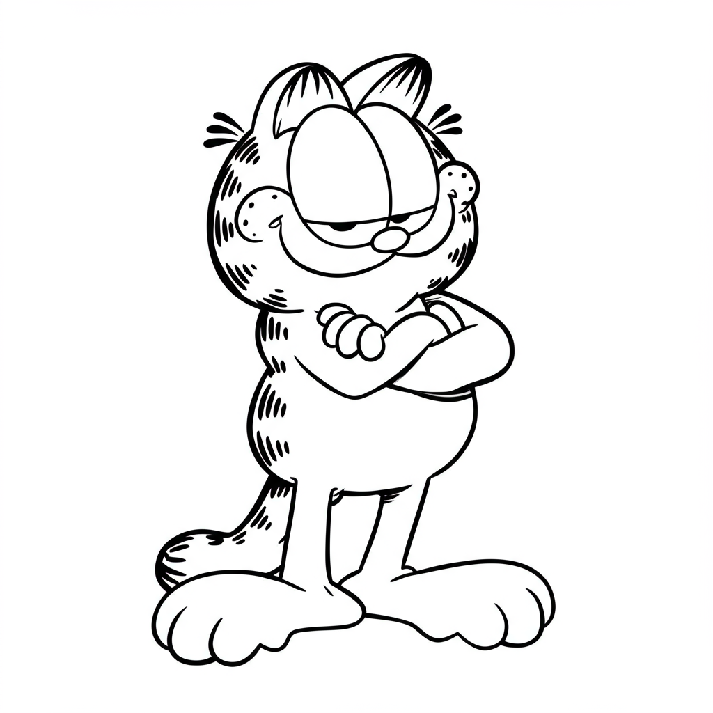 garfield detailed coloring page