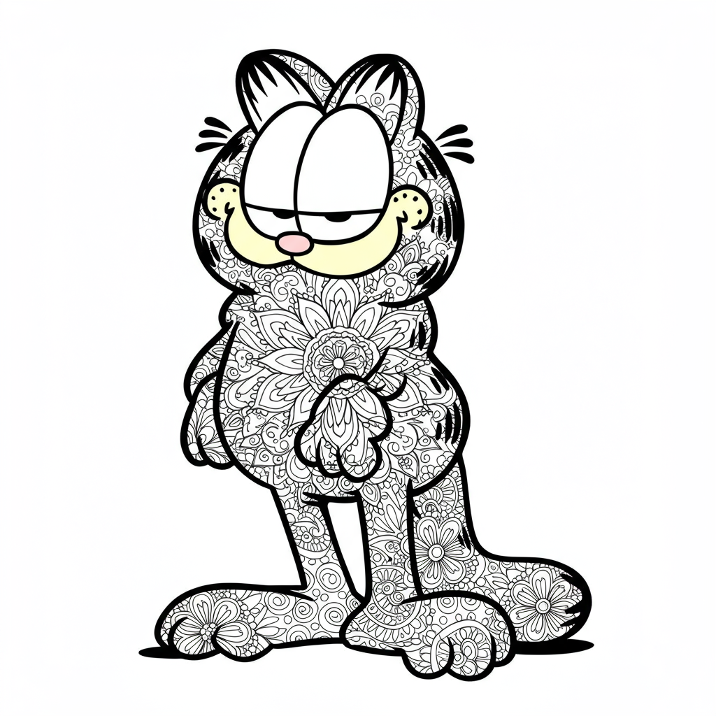 garfield mandala coloring page