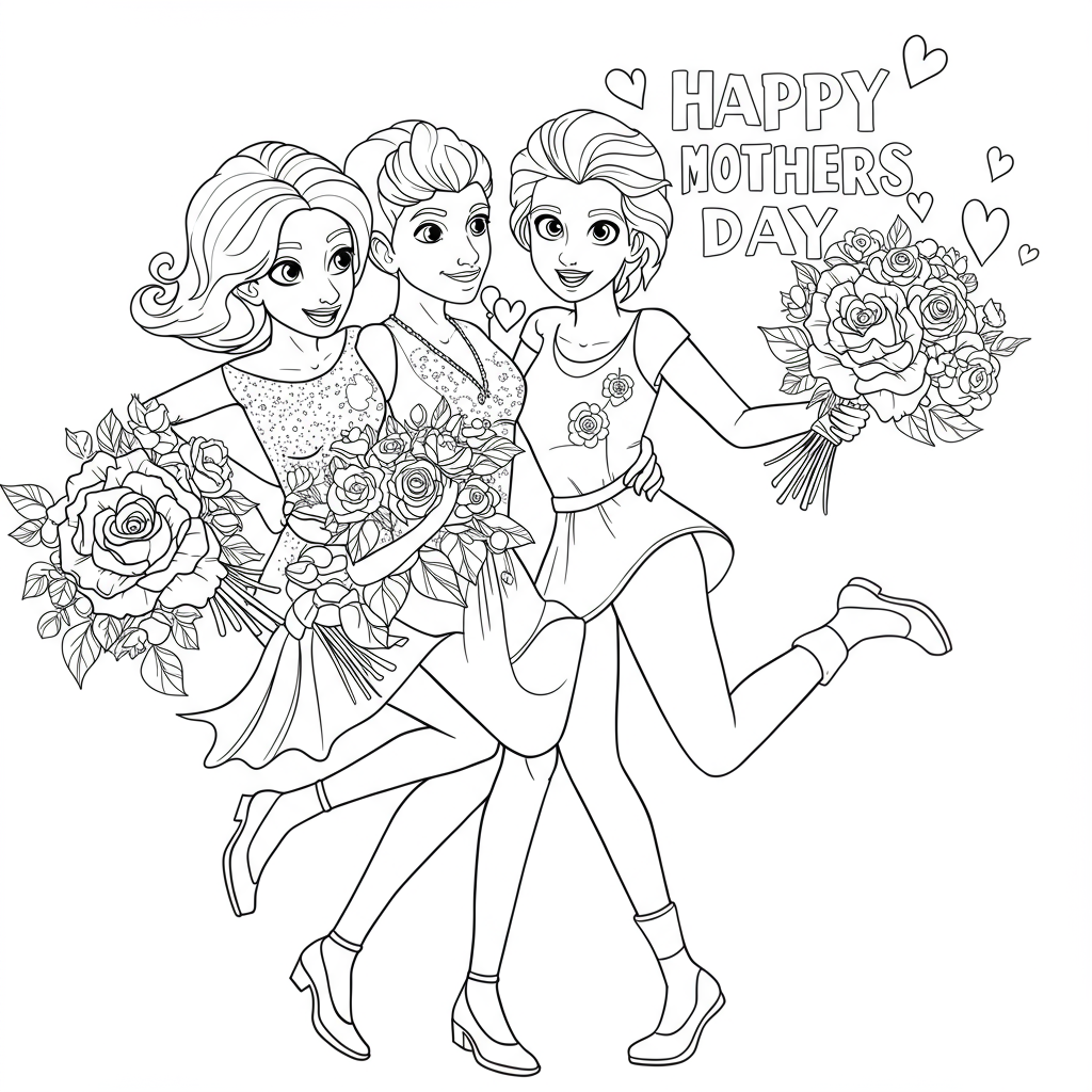 happy mothers day action coloring page