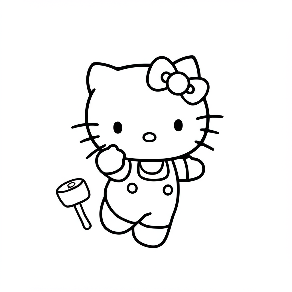 hello kitty marshmallow action coloring page
