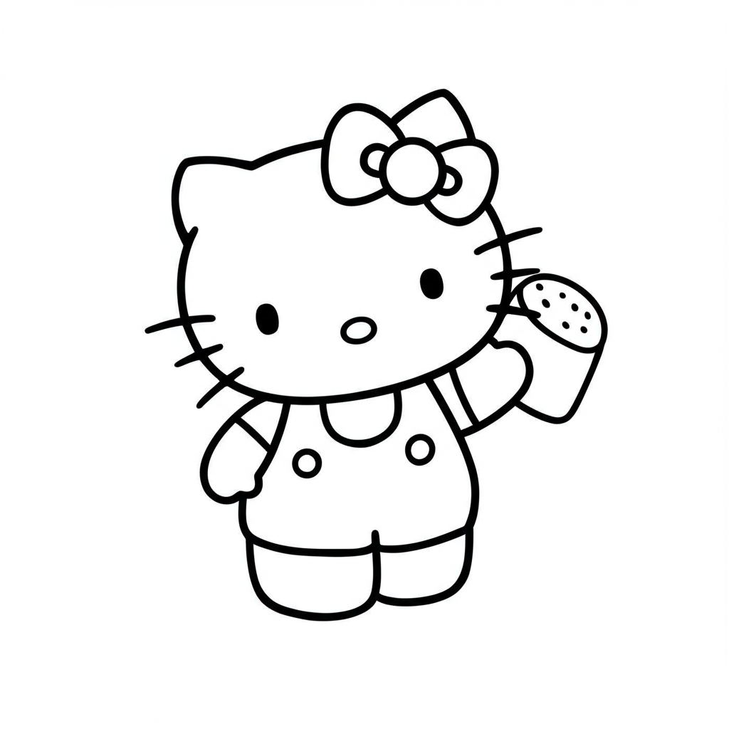 hello kitty marshmallow cartoon coloring page