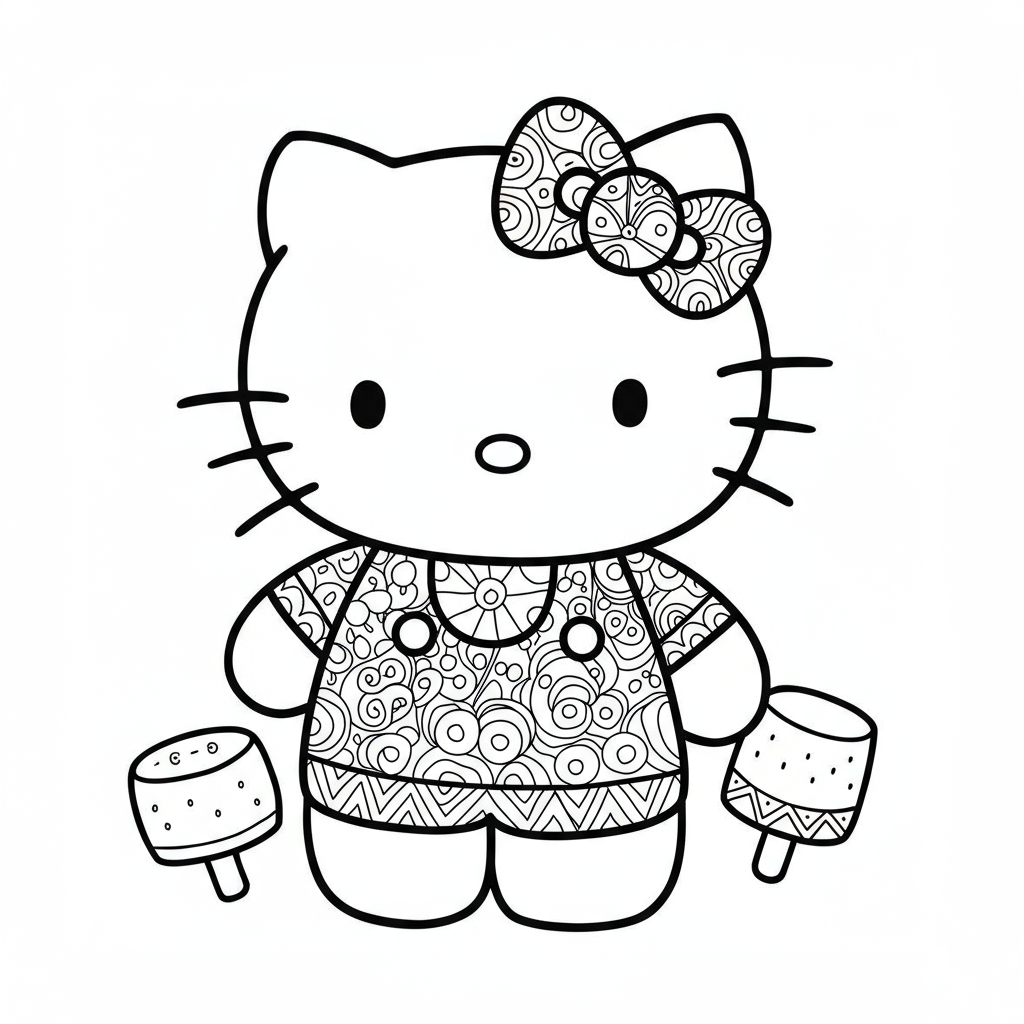 hello kitty marshmallow decorative coloring page