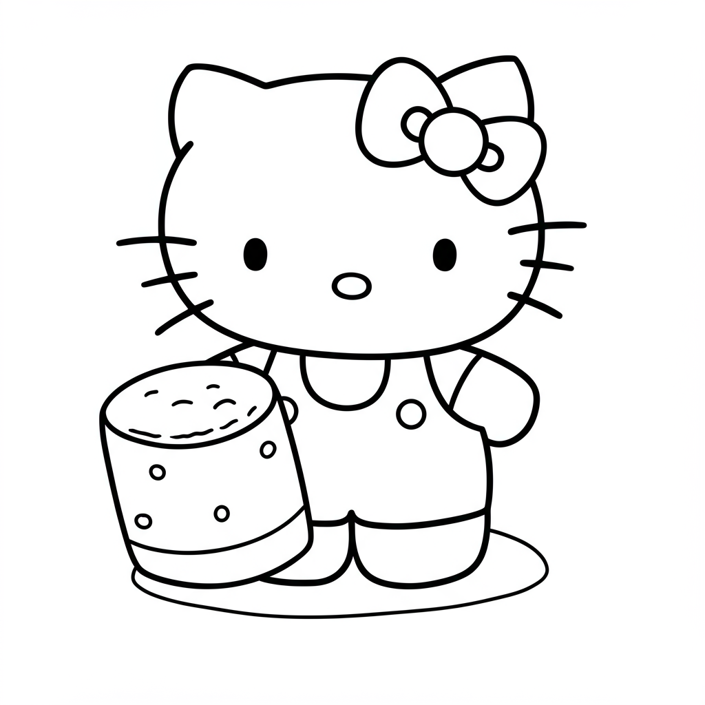 hello kitty marshmallow detailed coloring page