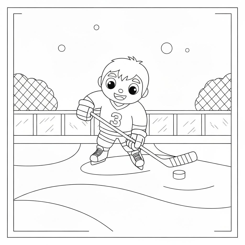 hockey cartoon coloring page