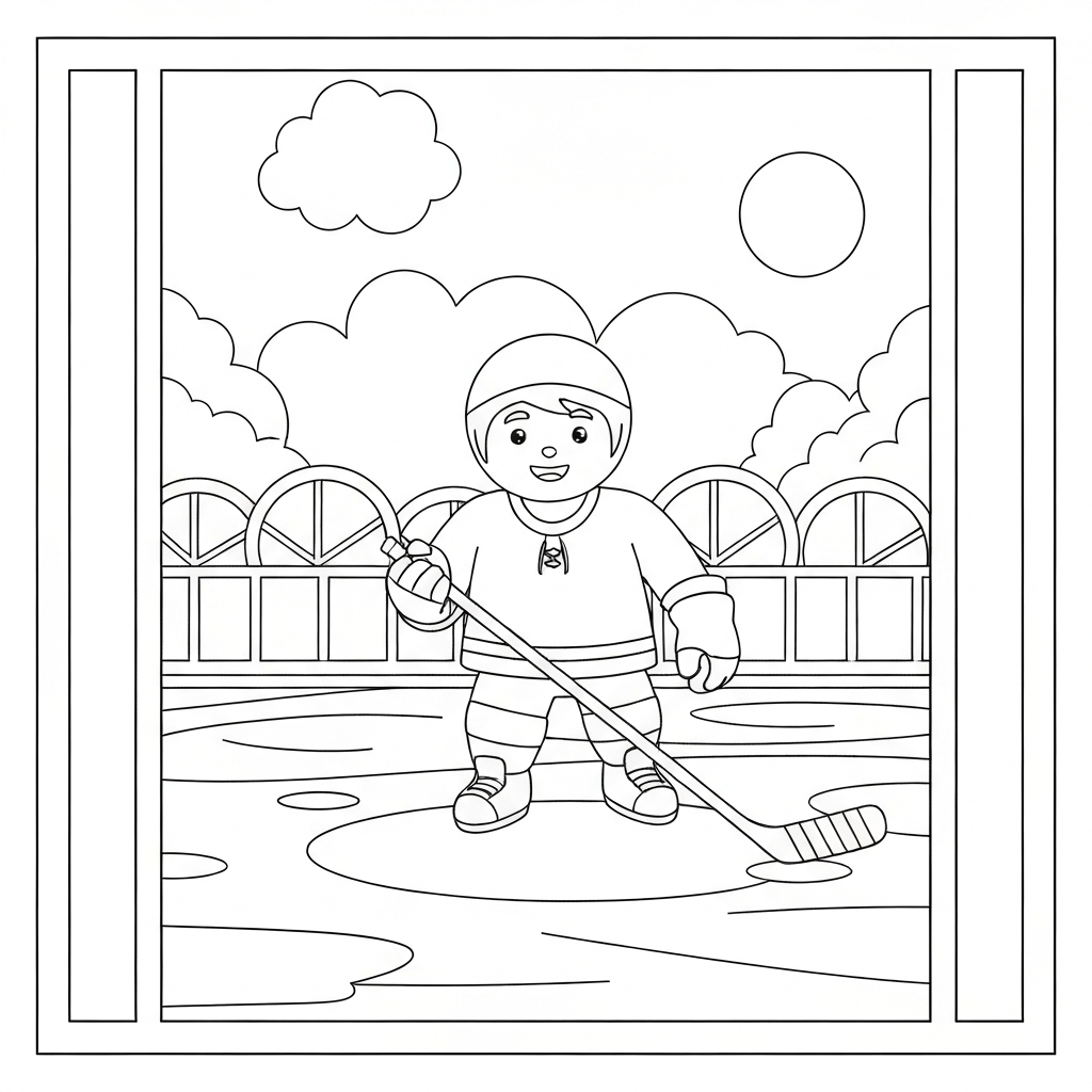 hockey cute coloring page