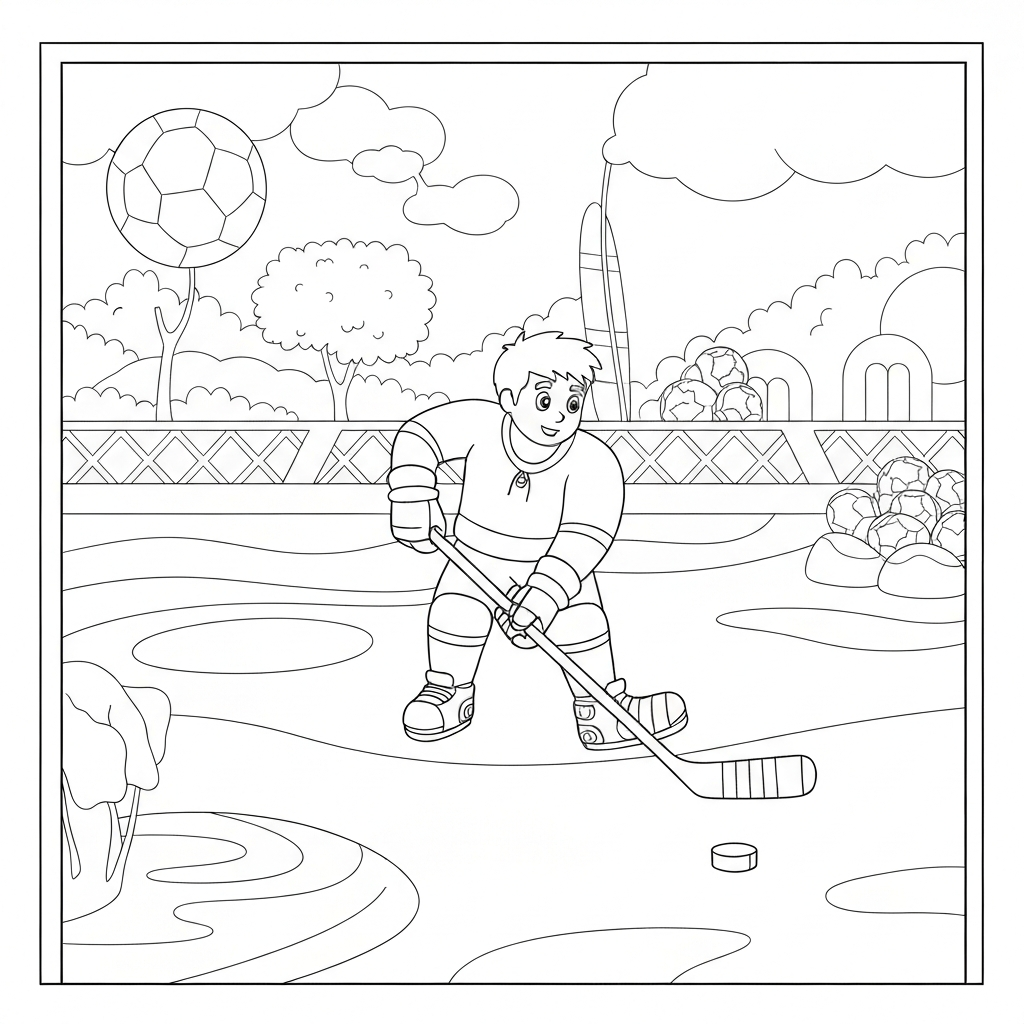 hockey educational coloring page