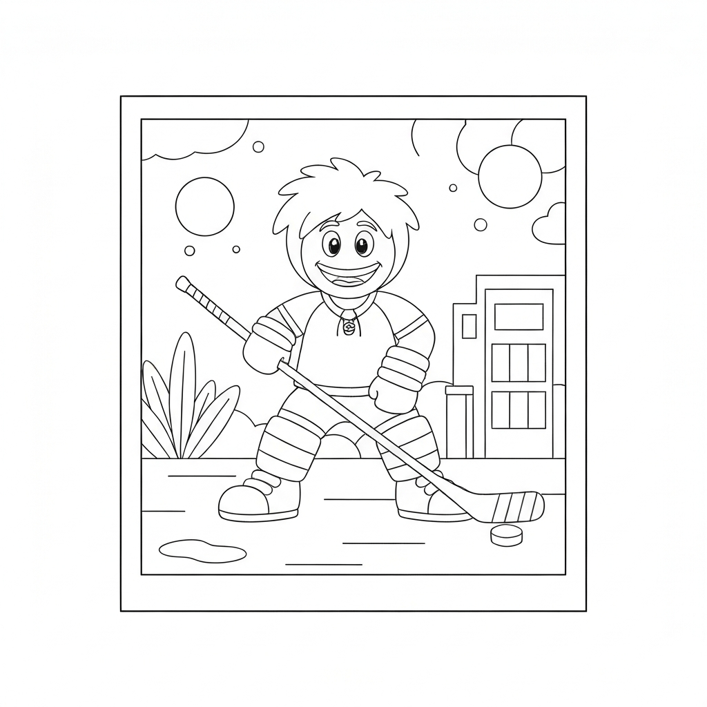 hockey flowers coloring page