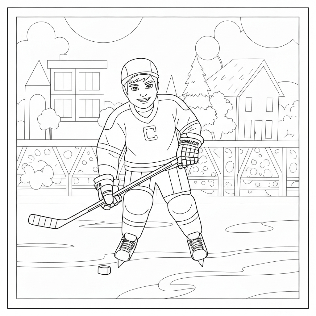 hockey portrait coloring page