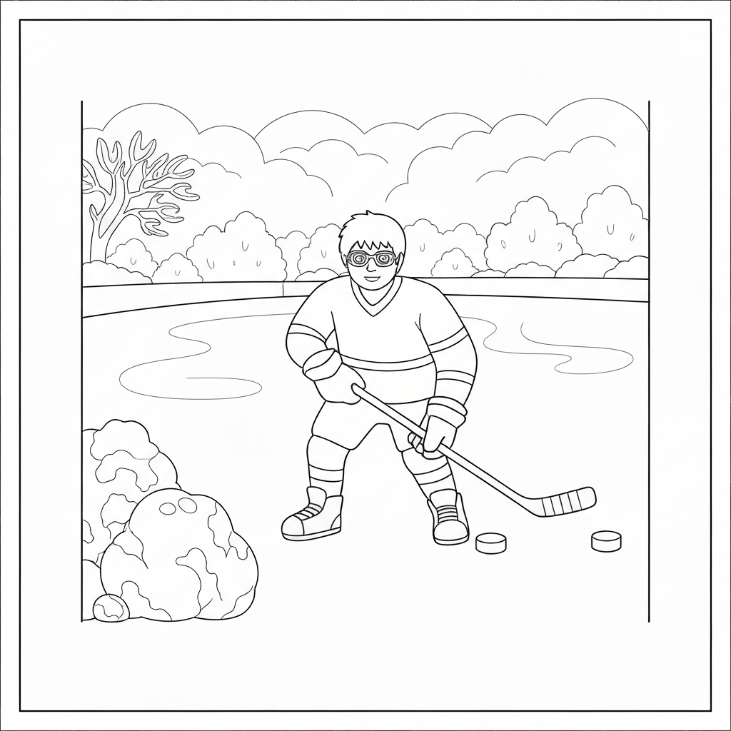 hockey simple coloring page