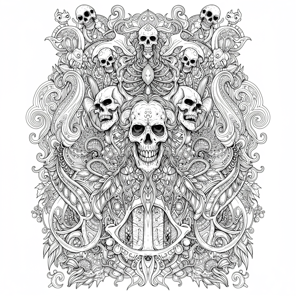 horror decorative coloring page