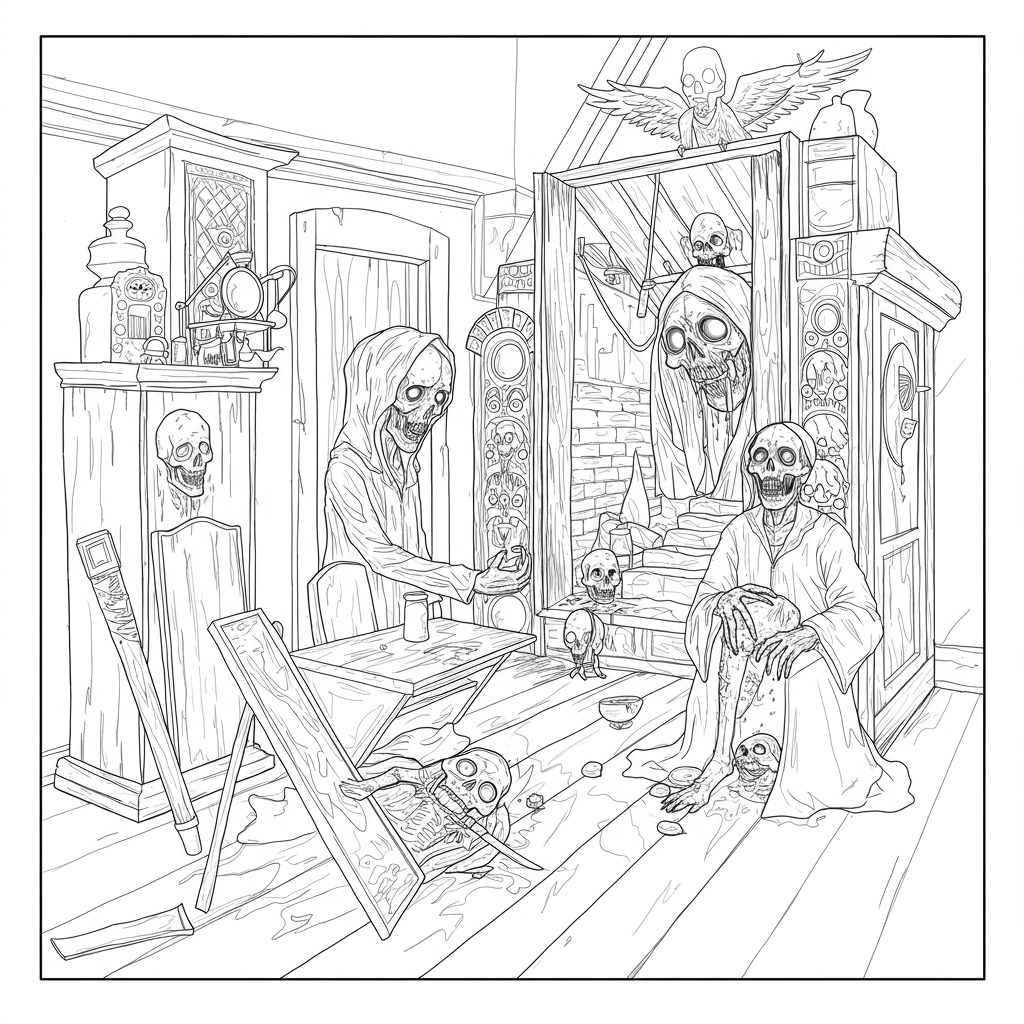 horror detailed coloring page