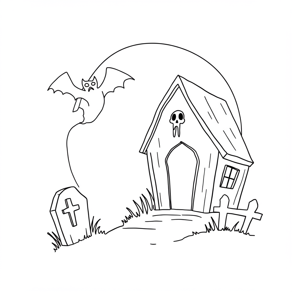 horror easy coloring page