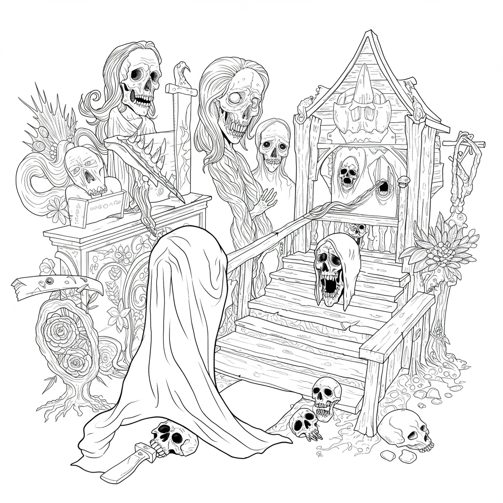 horror educational coloring page