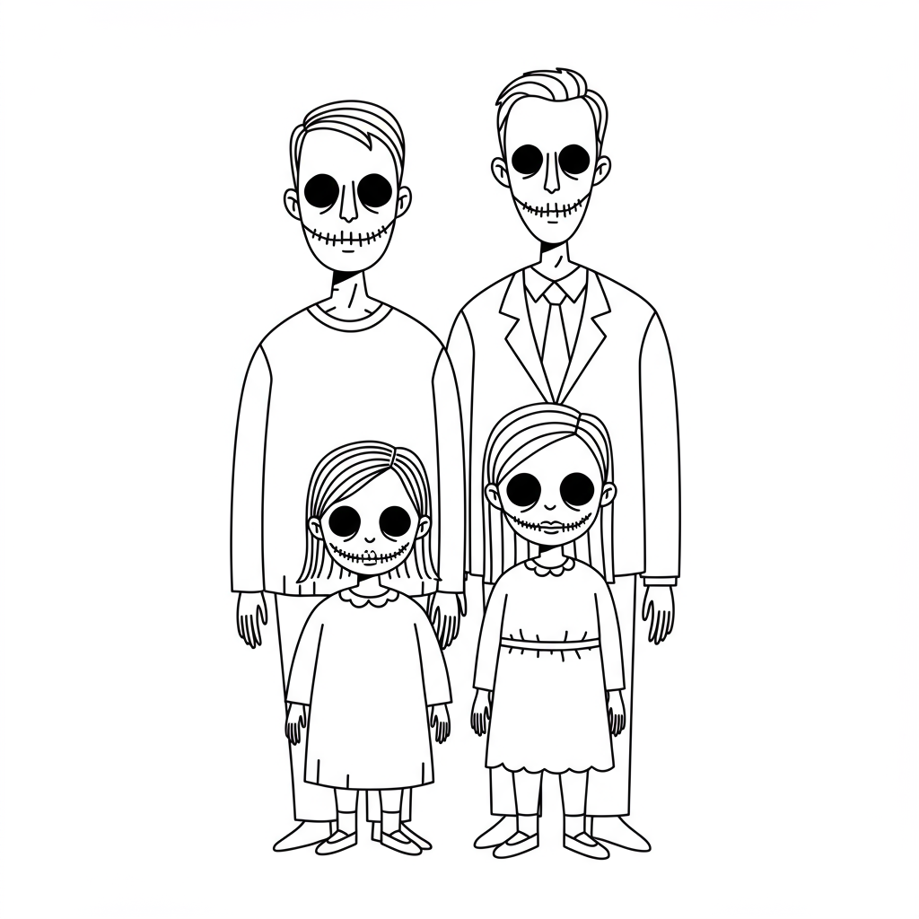 horror family coloring page