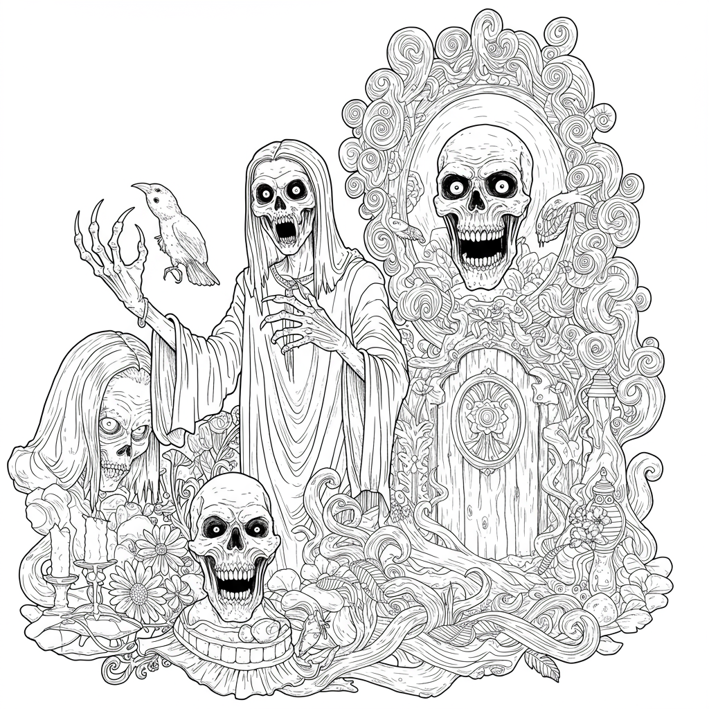 horrorfilm decoratieve kleurplaat