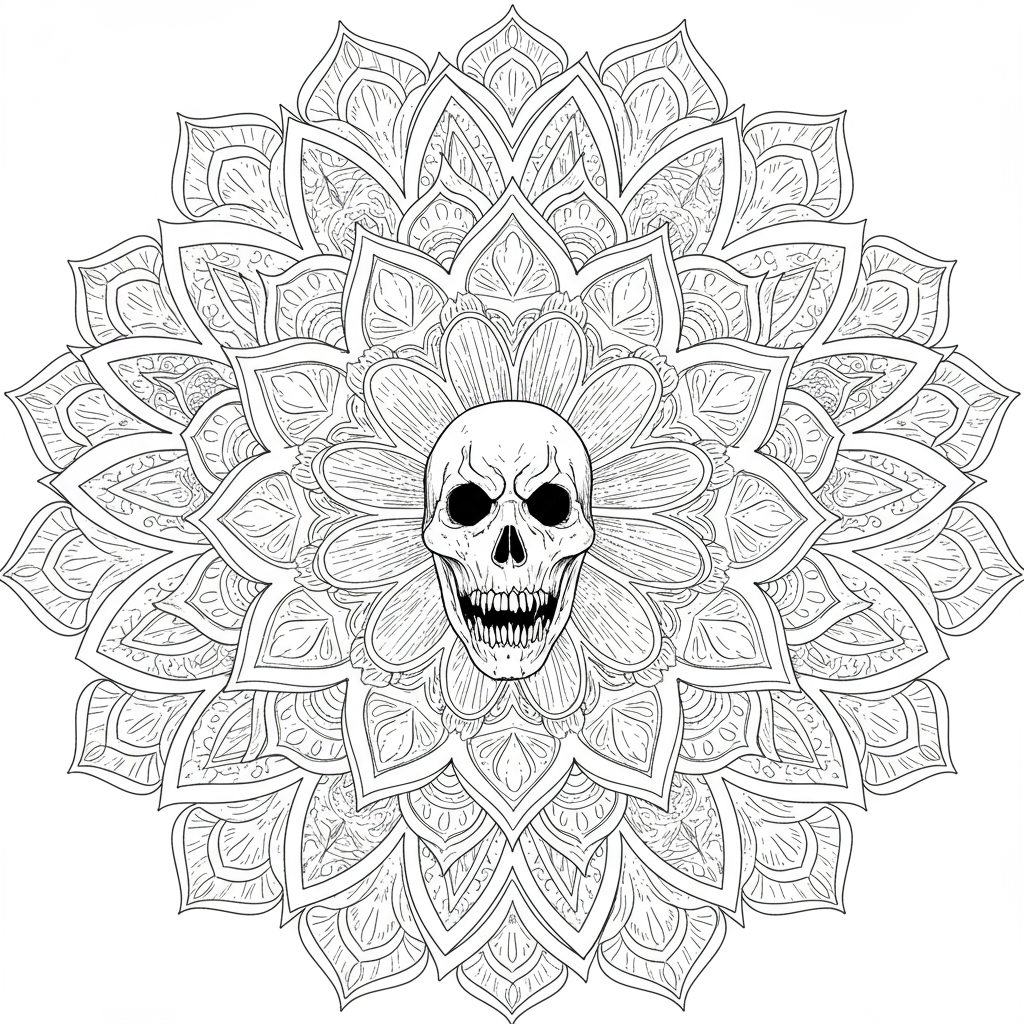horrorfilm mandala kleurplaat
