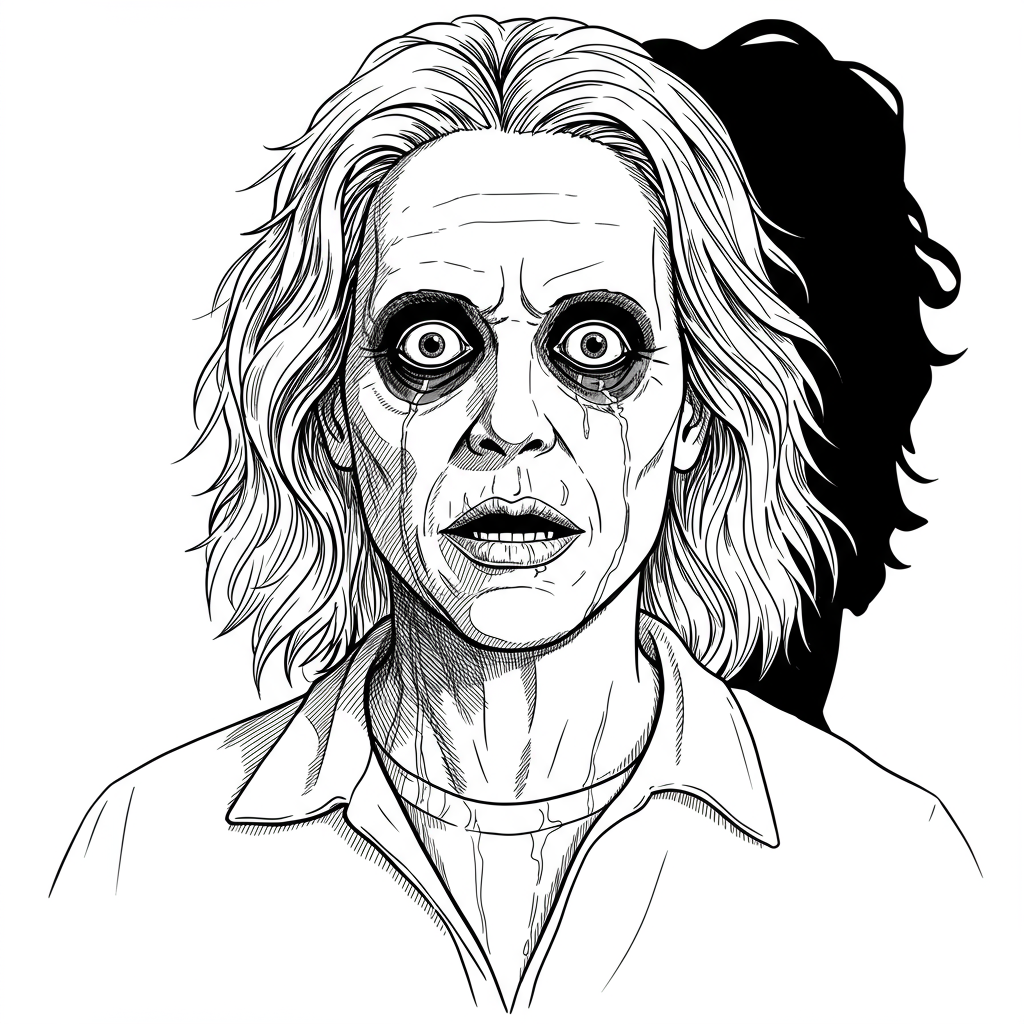 horrorfilm portret kleurplaat