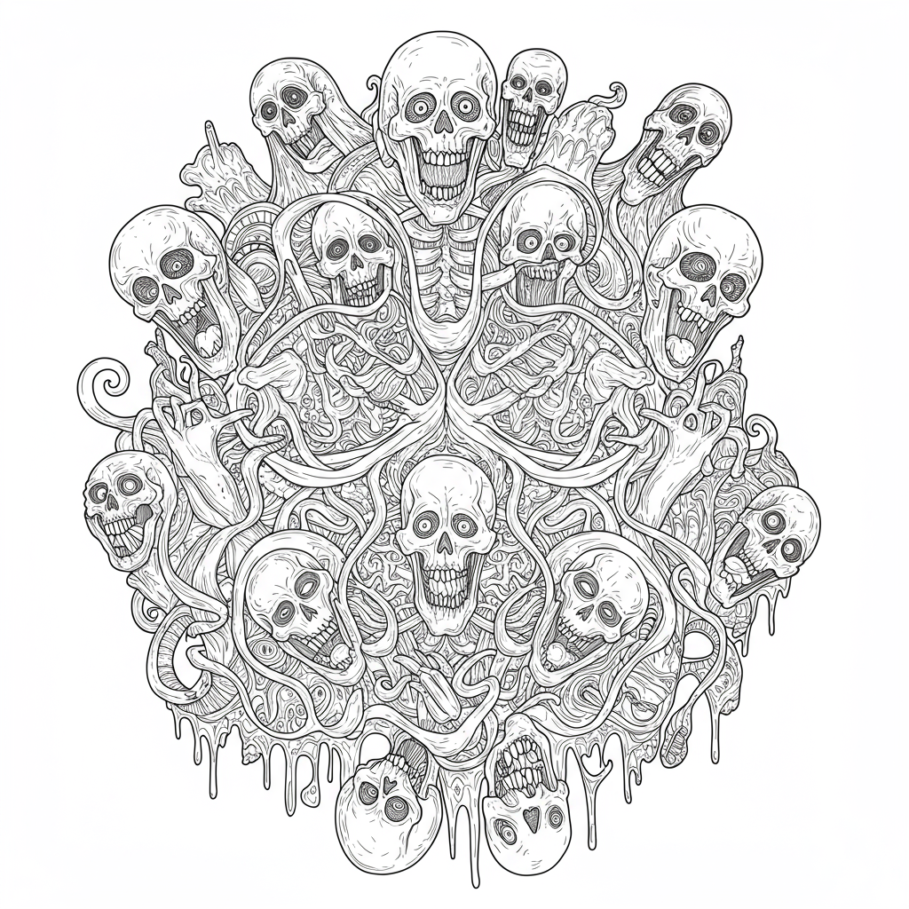 horror pattern coloring page