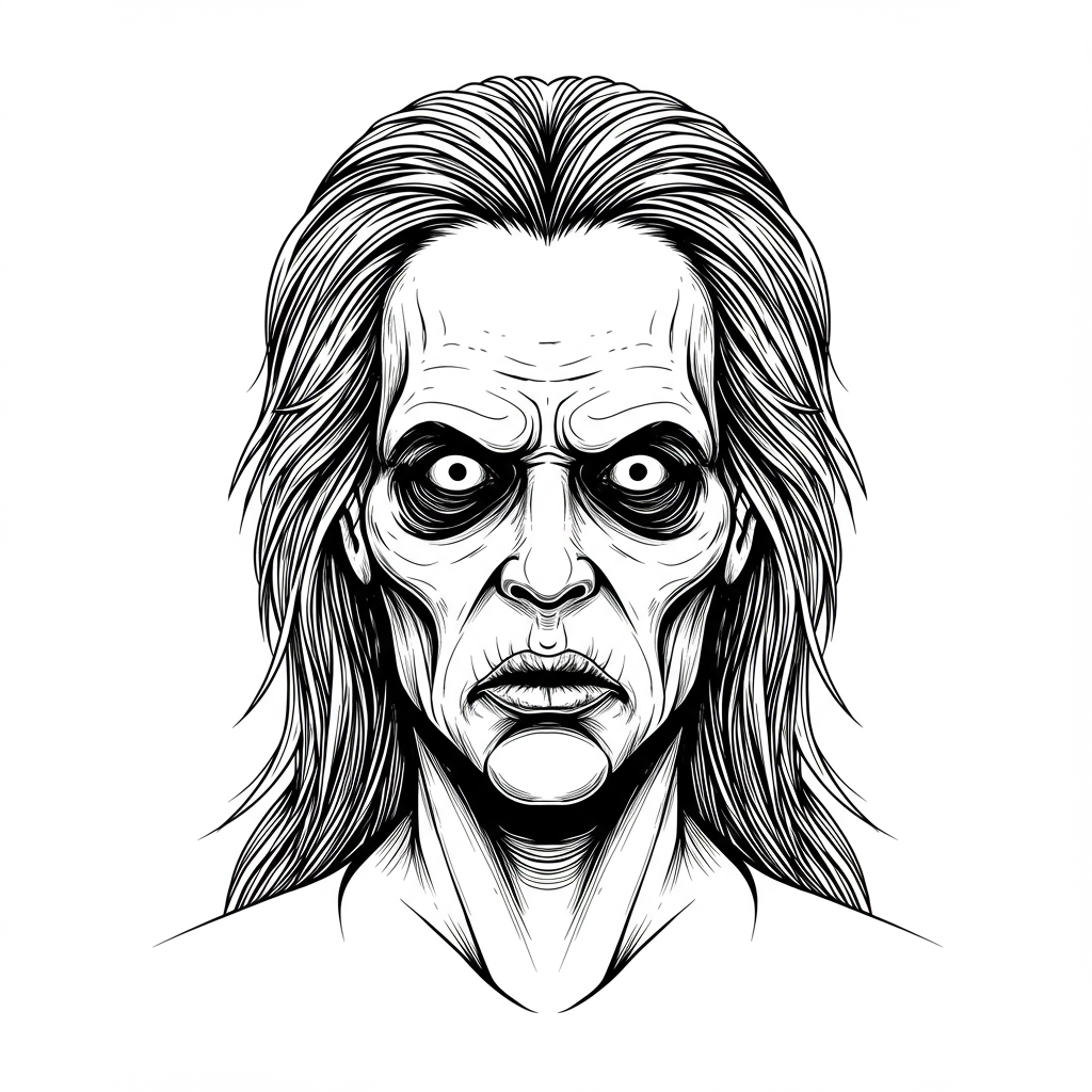horror portrait coloring page