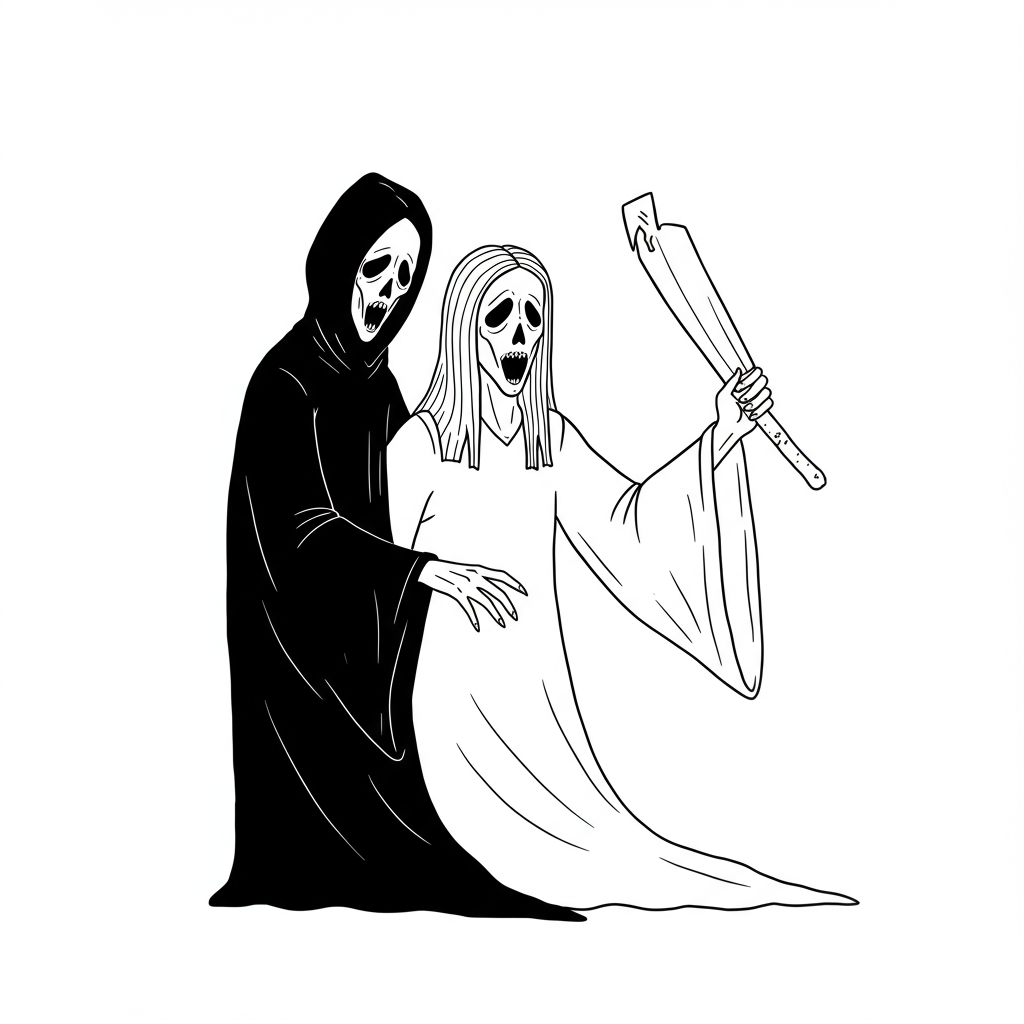 horror simple coloring page