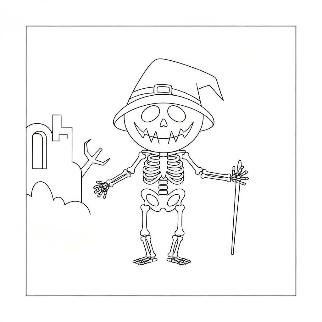 jack skeleton cartoon coloring page